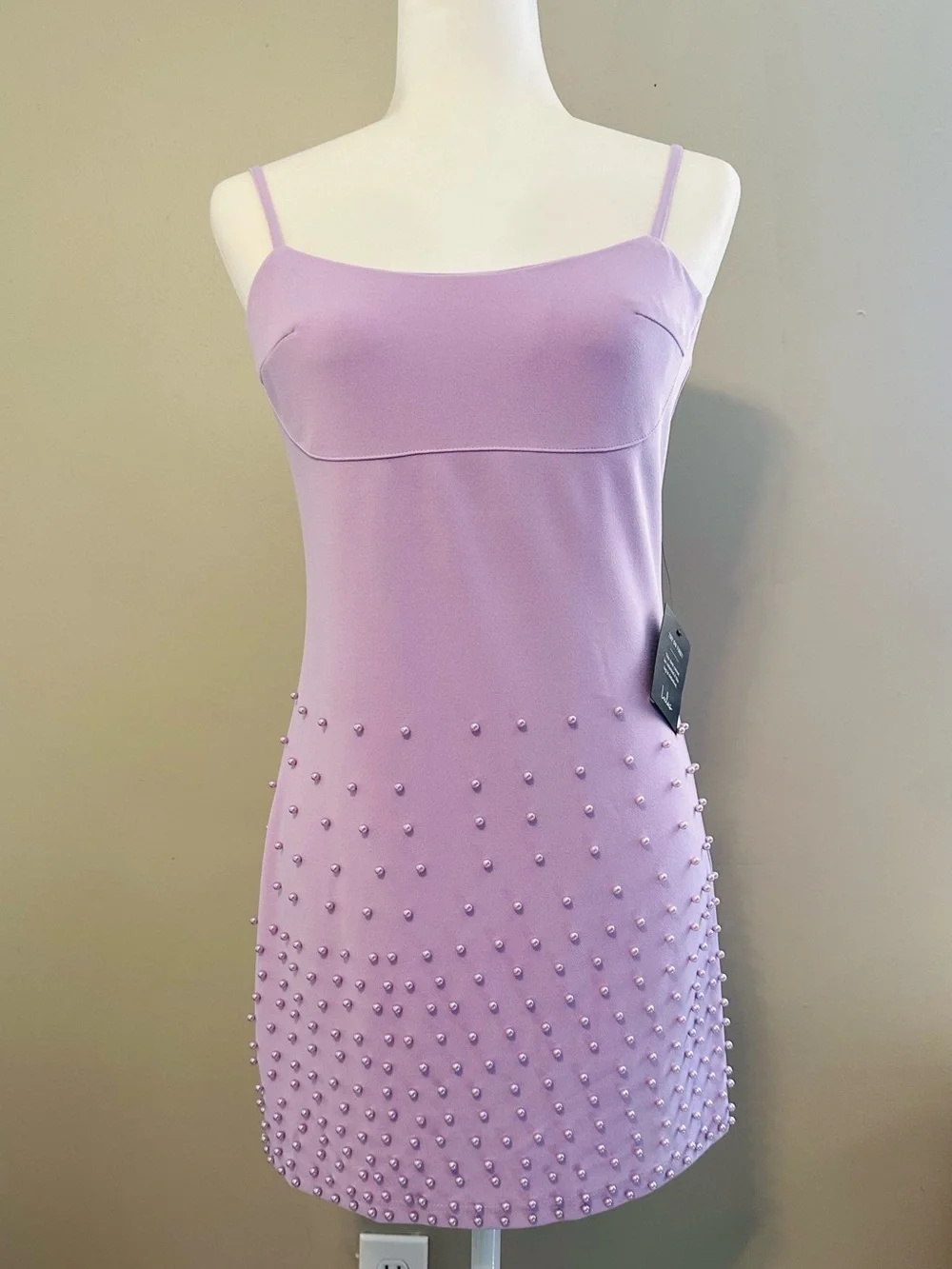 NWT Lulu’s Lavender Bodycon Pearl Sleeveless Mini Dress - Medium